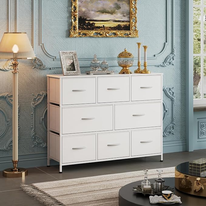 WLIVE 8 Drawer Dresser for Bedroom, Fabric White Dresser - Image 2