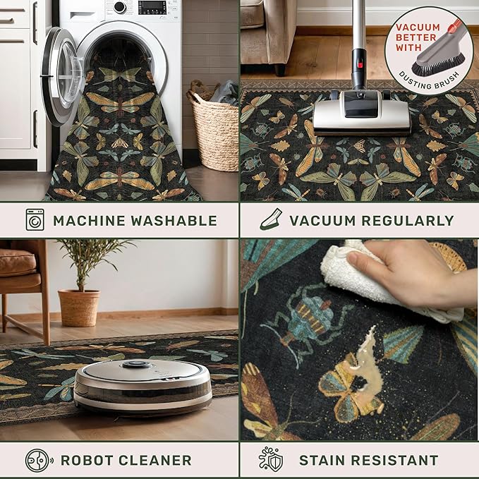 Hazo Haus Washable Black 6ft Round Area Rugs - Image 4