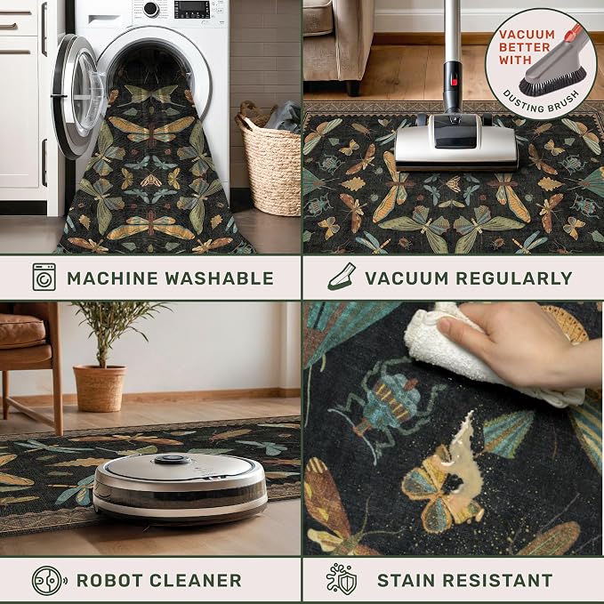 Washable 5x7 Black Rug for Living Room - Image 4
