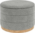 Round Storage Ottoman with Tray Lid, Folding Chenille Fabric Footrest with by ZOLANOful