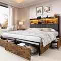 LARMACE Queen Bed Frame with 6 Storage Drawers, Bed Frame Queen Size with Linen by LARMACE