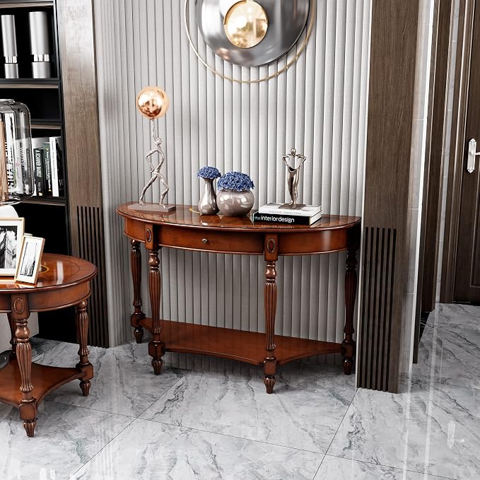 Solid Wood Oval Console Table - Image 6