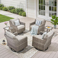 Patio Wicker Chairs Swivel Rocker-Outdoor Swivel Rocker Chair Set of 4 by AMCLOBA