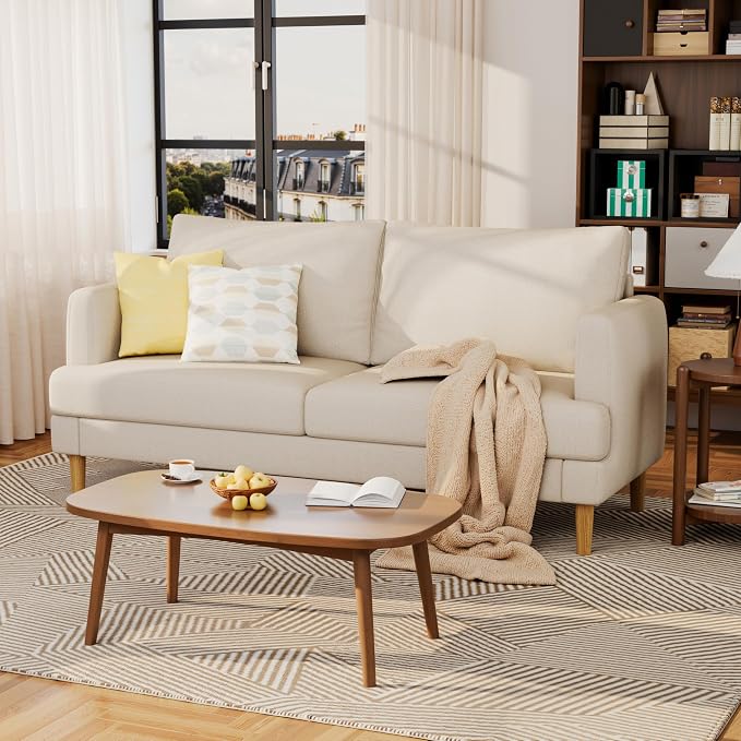 70" Modern Loveseat Sofa with USB Type-C Ports, Linen Fabric 2-Seater Deep Seat - Image 6
