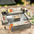 ovios 13 Pieces Patio Furniture Set, Outdoor Wicker Sectional Sofa by OVIOS