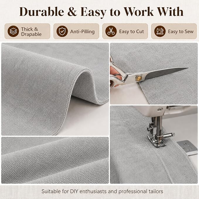 Mini Chenille Linen Blend Upholstery Fabric by the Yard, 57 Inch Wide Soft - Image 5