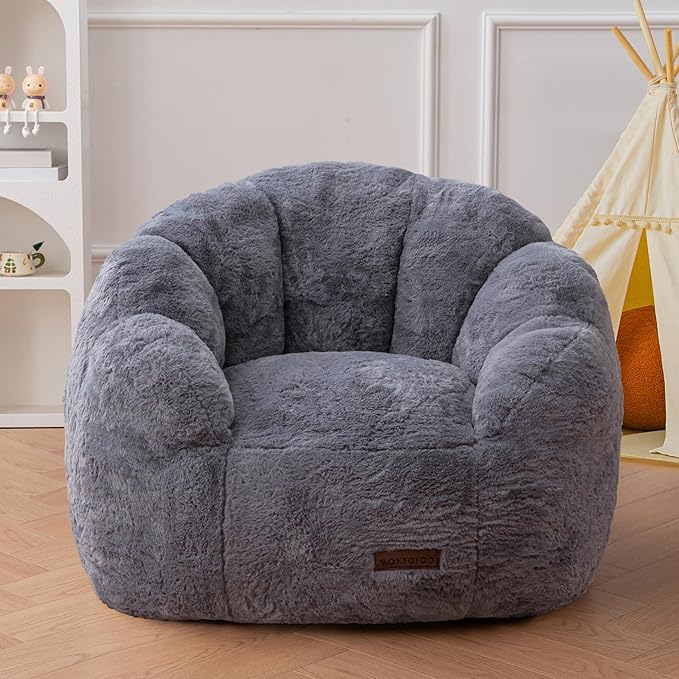 MAXYOYO Kids Bean Bag Chair, Floral Shaped Bean Bag Sofa, Plush Faux Fur by MAXYOYO