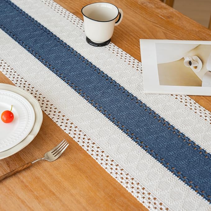 FEXIA Boho Blue Table Runner 60 Inches Long - Image 3