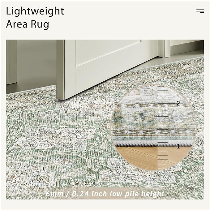 4x6 Area Rugs for Living Room, Vintage Washable Rugs for Dining Room, Home - Image 7