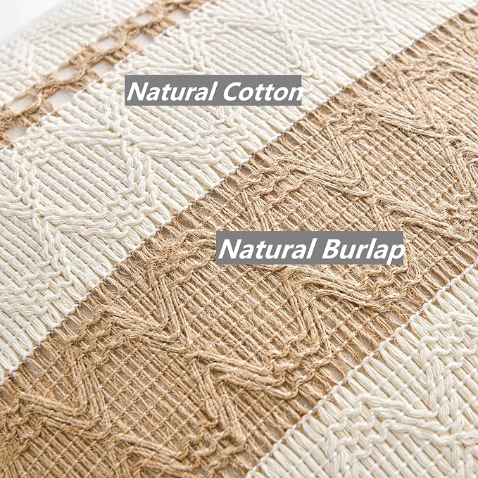 Fancy Homi Set of 1 Boho Neutral Decorative Throw Pillow Cover 16x16 Inch - Image 4