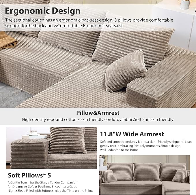 107.5" Cloud Sectional Couch - Image 4