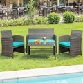 SUNLEI 4-Piece Outdoor Patio Furniture Set, Rattan Chair Wicker Conversation Set by SUNLEI