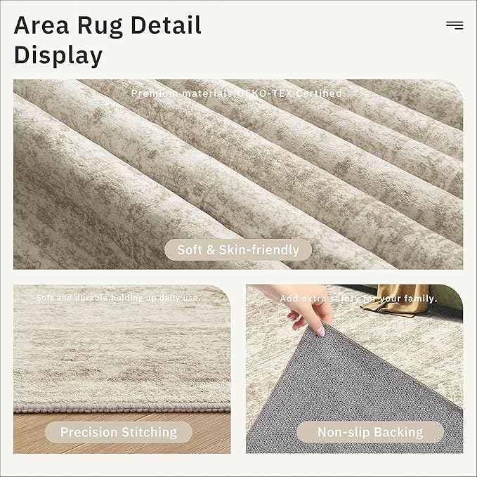 Soalmost 10x14 Area Rugs for Living Room, Non Slip Machine Washable Vintage Rugs - Image 6
