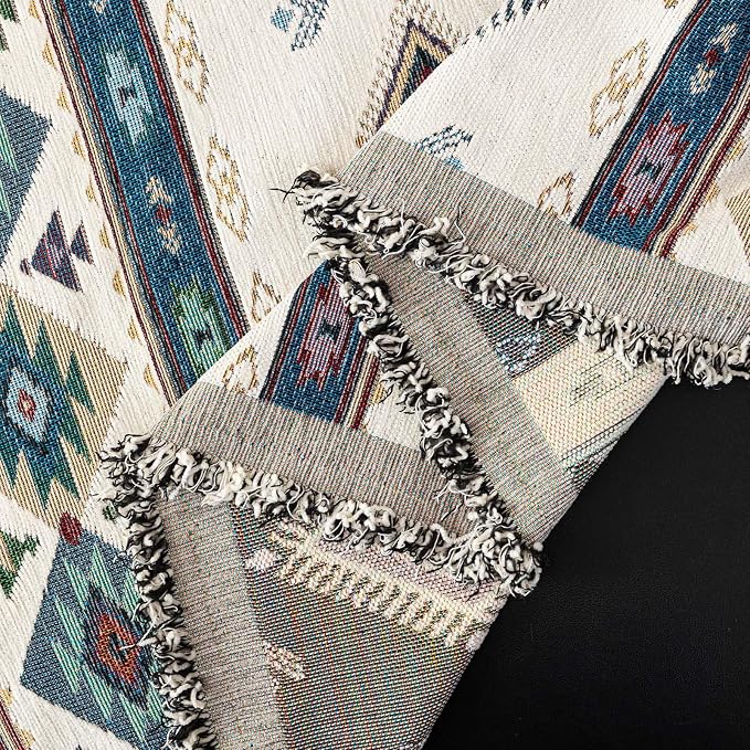 VClife Bohemian Couch Cover, Vintage Moroccan Tribal Geometric Chenille Couch - Image 8