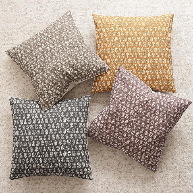 Foindtower Set of 2 Decorative Vintage Floral Print Throw Pillow Covers Neutral - Image 5