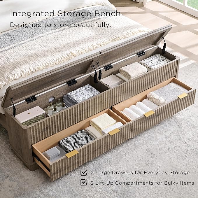 T4TREAM Fluted Queen Size Bed Frame - Image 4