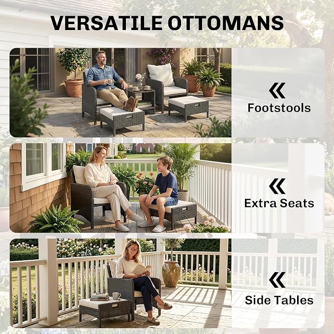 Outsunny 5 Piece Patio Furniture Set, Wicker Balcony Furniture - Image 6