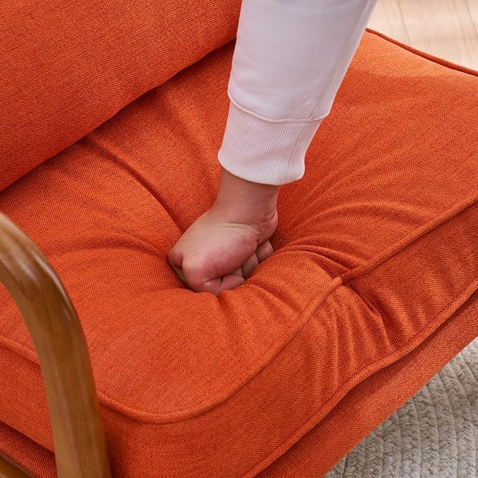 Bonnlo Burnt Orange Accent Chairs Set of 2, Upholstered Mid Century Modern - Image 3