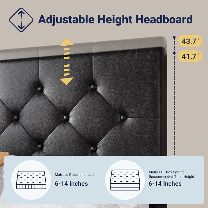 Allewie Upholstered Queen Size Platform Bed Frame - Image 4