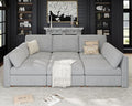 Oversized Modular Sectional Sleeper Sofa, Solid Wood Frame, Removable Washable by Kalafini