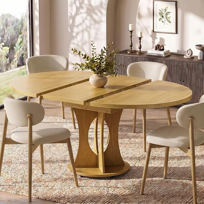 Einhomn 43-59" Extendable Round Dining Table, Kitchen Table by Einhomn