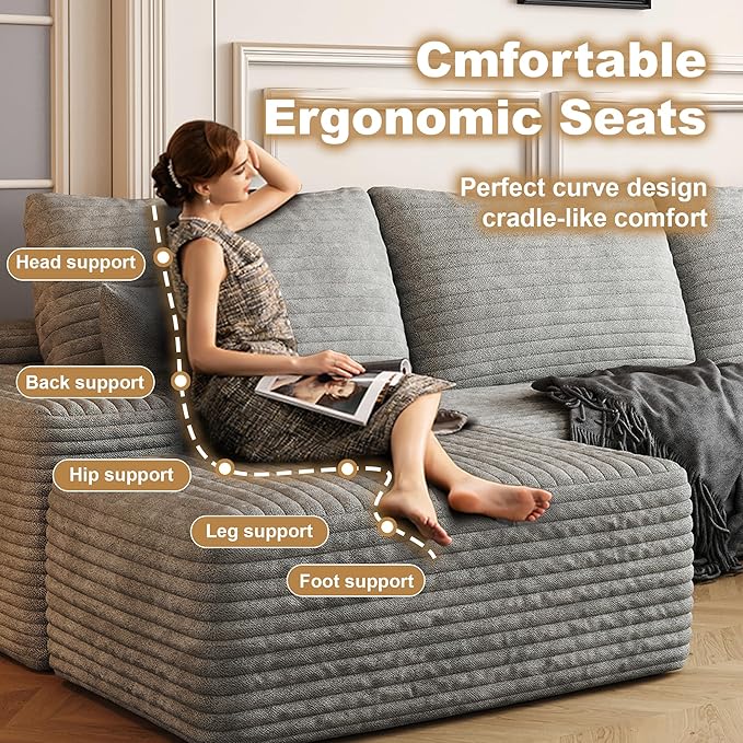 108" Sectional Couches for Living Room Cloud Couch Sofa - Image 5