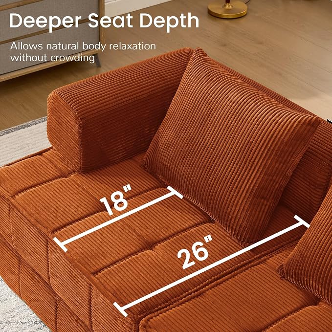 Korser Folding Convertible Sofa Bed, Corduroy Upholstered Boneless Couch - Image 7