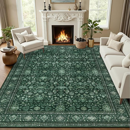 Area Rugs 10x12 Living Room Rug: Washable Rug Soft Vintage Distressed Floral by EXPEDIX