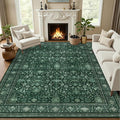Area Rugs 9x12 Living Room Rug: Washable Rug Soft Vintage Distressed Floral by EXPEDIX