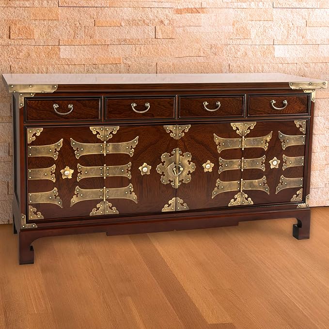 Oriental Furniture Korean Antique Style Coffee Table Low Chest - Image 8