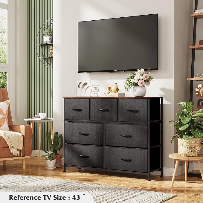 WLIVE 7 Drawer Dresser TV Stand, Entertainment Center, Media Console Table - Image 4