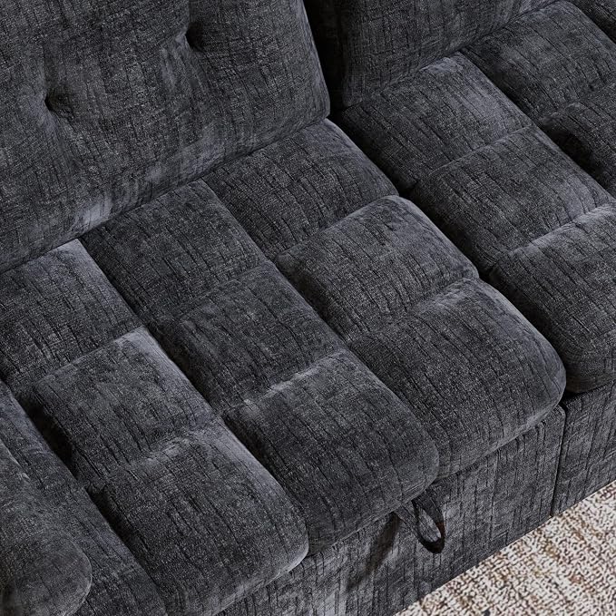 Convertible Sleeper Sofa Bed, 86 Inch Chenille Pull Out Couch - Image 7
