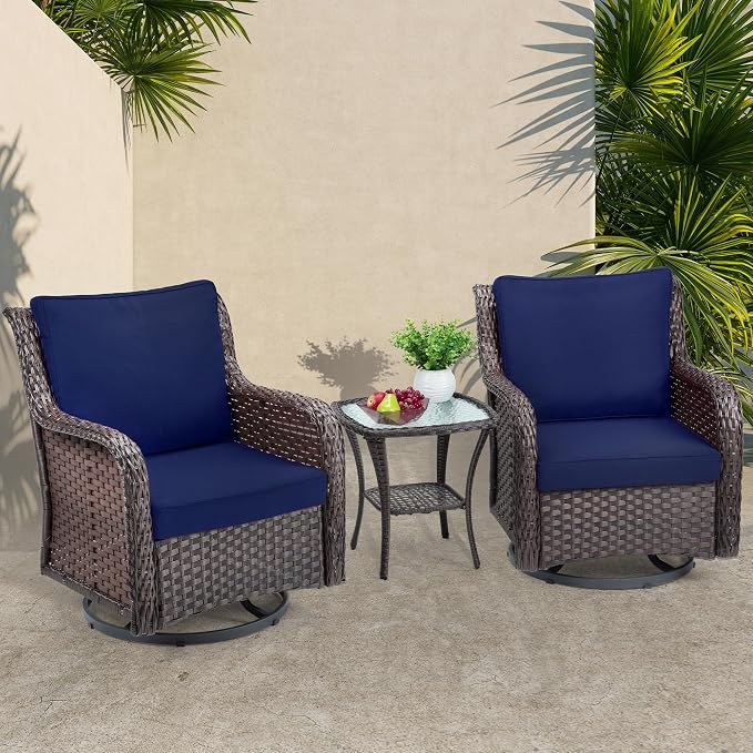 Towallmark Outdoor Swivel Wicker Glider Patio Chairs by Towallmark