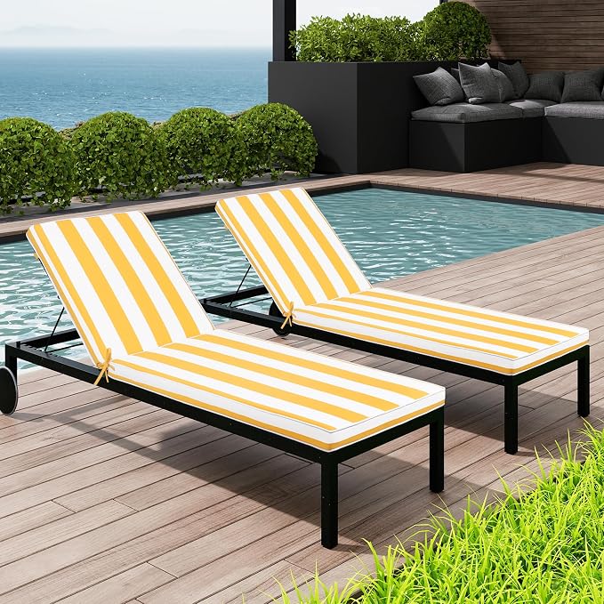 Only choice Chaise Lounge Cushions Outdoor, Fade & Water Resistant Patio Lounge by ONLYCHOICE