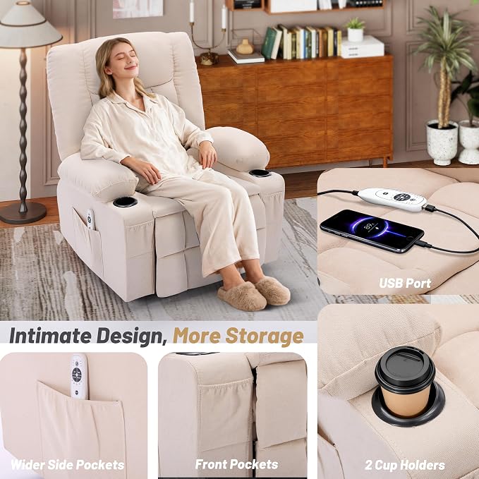 Rocker Recliner Chair with Massage and Heat, Nursery Rocking Chairs - Image 8
