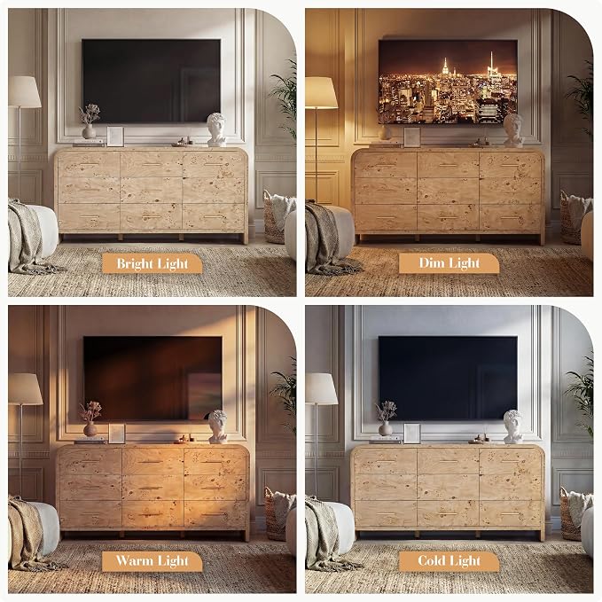 Curved 9-Drawer Dresser for Bedroom, Vanity Desk TV Stand for Living Room - Image 7