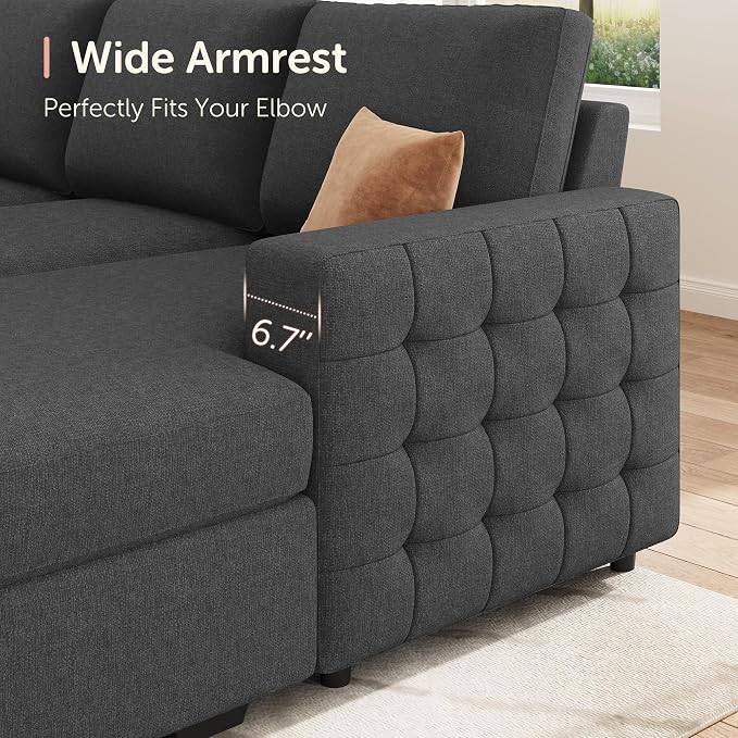 HONBAY Sectional Couch with Pull Out Bed, U-Shaped Sectional Sleeper Sofa with - Image 5
