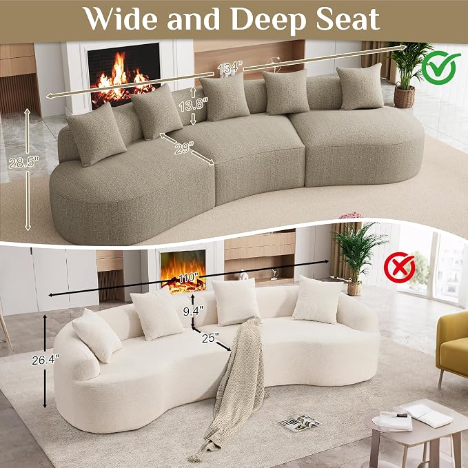 134" Oversized Sectional Sofa for Living Room, Modern Luxury Plush Chenille - Image 4