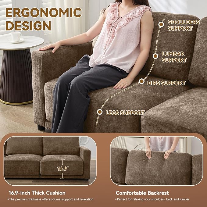 143.8" Modular U Shaped Sofa, Oversized Sectional Cloud Couch, 6 Seater Deep - Image 3