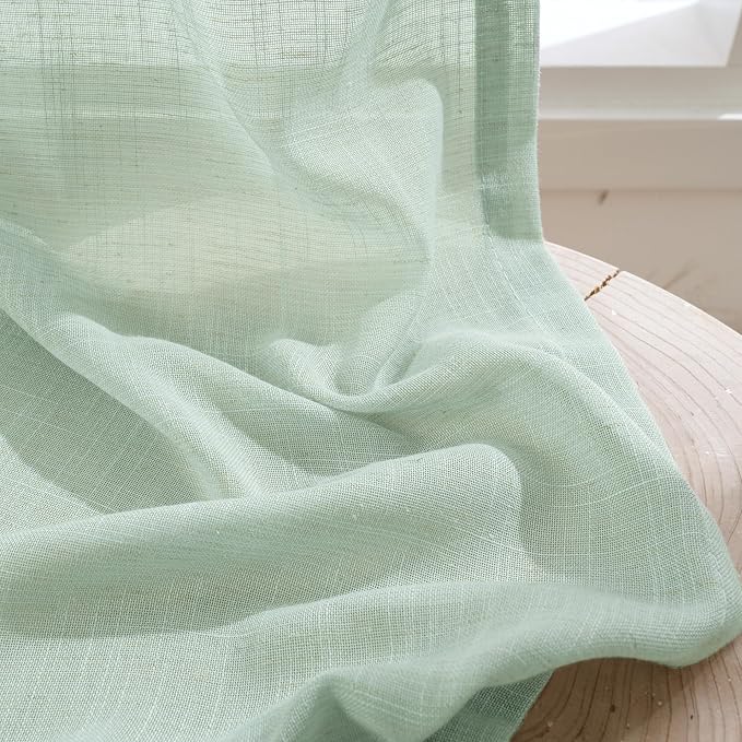 BGment Sage Green Linen Kitchen Curtains 36 Inch Length - Image 7