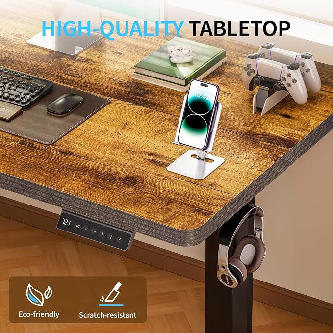 BIZUM Electric Standing Desk, Rustic Brown Sit to Stand Desk Memory Gaming - Image 8