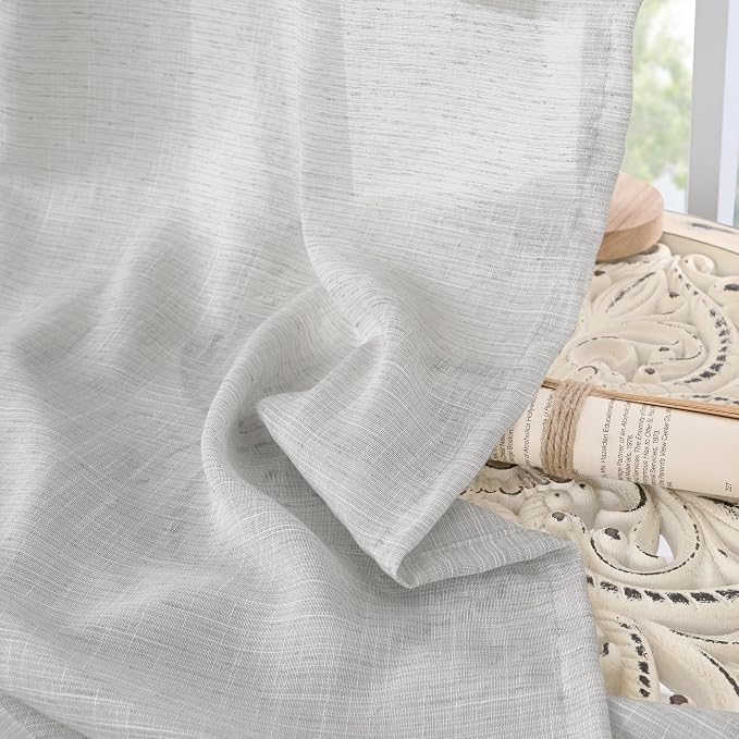 BGment Light Grey Linen Curtains 96 Inch Length - Image 7