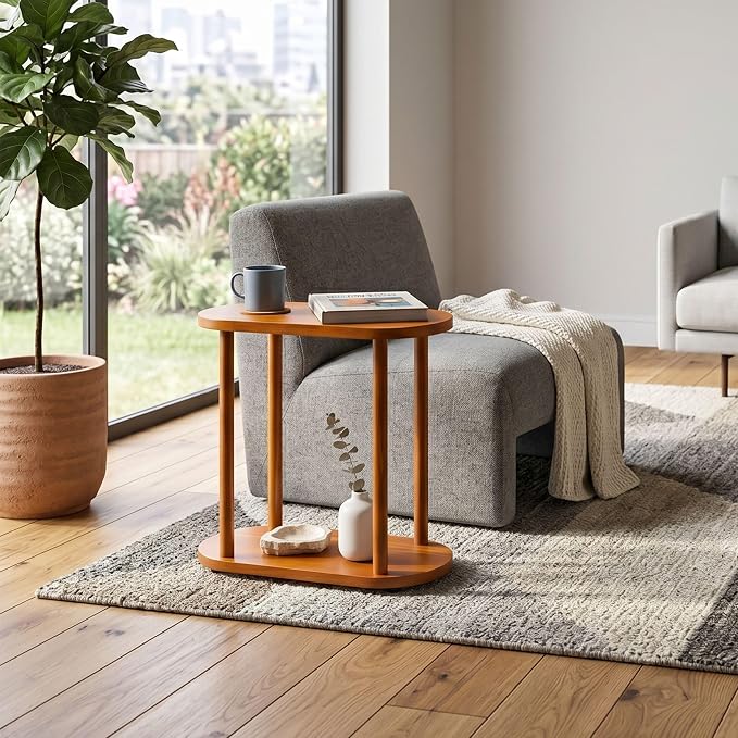 Oval Solid Wood Narrow Side Table, Slim End Table, Small Coffee Table - Image 4