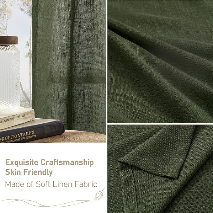 LAMIT Olive Green Linen Curtains 63 Inch - Image 6