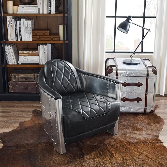 Art Leon Genuine Leather Accent Chairs - Image 8