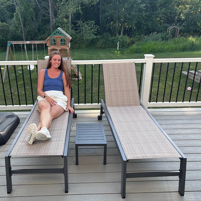 PURPLE LEAF Outdoor Chaise Lounge Set of 4 Aluminum Patio Lounge Chair by PURPLELEAF