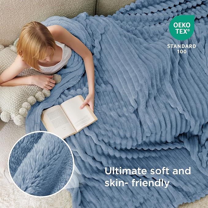 Bedsure GentleSoft Blue California King Size Blanket - Image 4