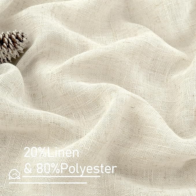 LAMIT 108 inch Linen Curtains for Living Room, Back Tab and Rod Pocket Cream - Image 3
