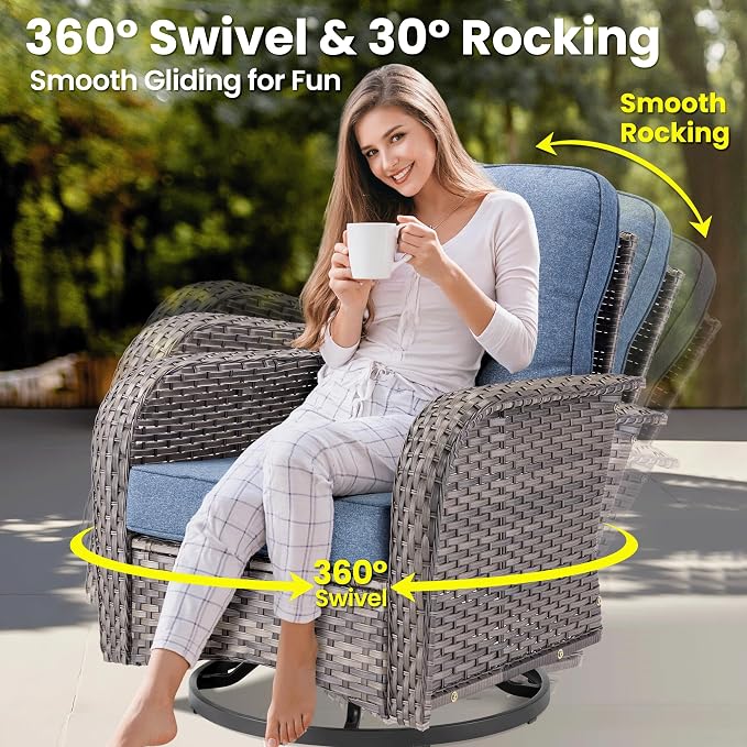 ovios 6 Pieces Patio Furniture Set, Outdoor Wicker Sofa Couch - Image 4