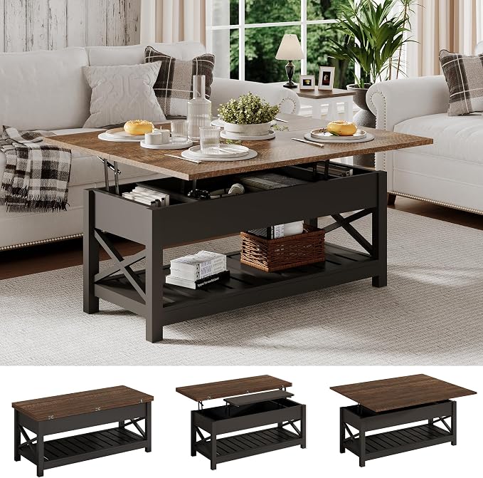 ChooChoo Coffee Table Lift Top, Coffee Table Converts to Dining Table by ChooChoo